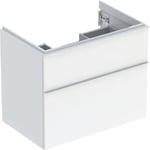 Mueble bajo Geberit serie iCon para lavabo, con dos cajones: Ancho de lavabo=75cm, Cuerpo y frontal: blanco/cubierto de alto brillo, Tirador: blanco/con pintura polvo al horno mate